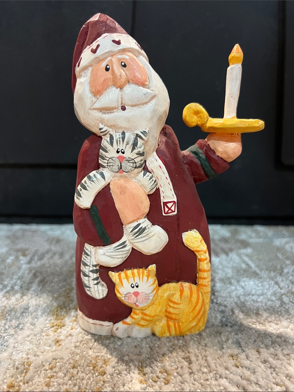 Eddie Walker Folk Art Santa Claus Figurine Midwest Cannon Falls Candle Cats z34